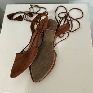 SUEDE LACE-UP ANKLE SANDALS